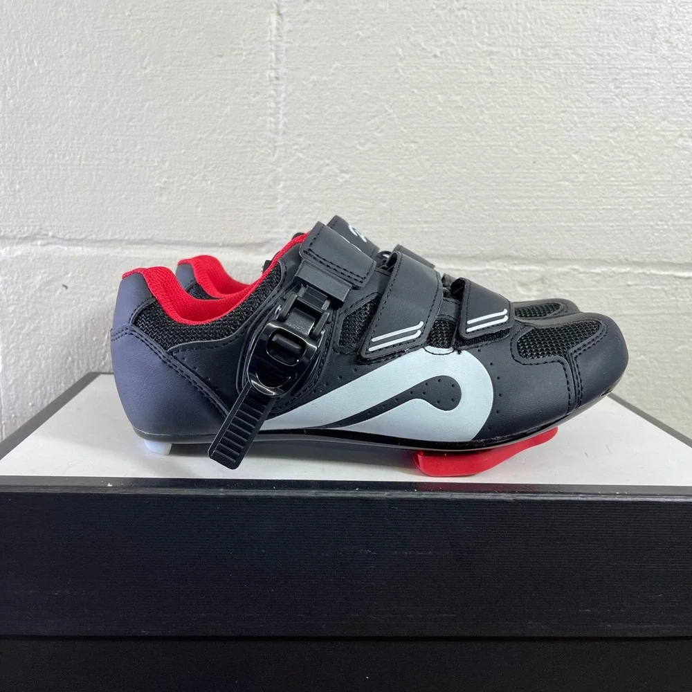 Peloton Indoor Cycling Shoes Black Red Cleats Strap Women's Size 38 EU/7 US